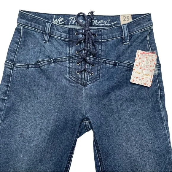 We The Free Eva Denim High Rise Lace Up Bootcut Womens Jeans Size 25 - Picture 5 of 10
